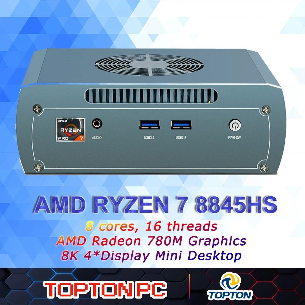 Jual TOPTON Mini PC AMD Ryzen 7 8845HS R5 7640HS Dual LAN Mini PC, AMD ...