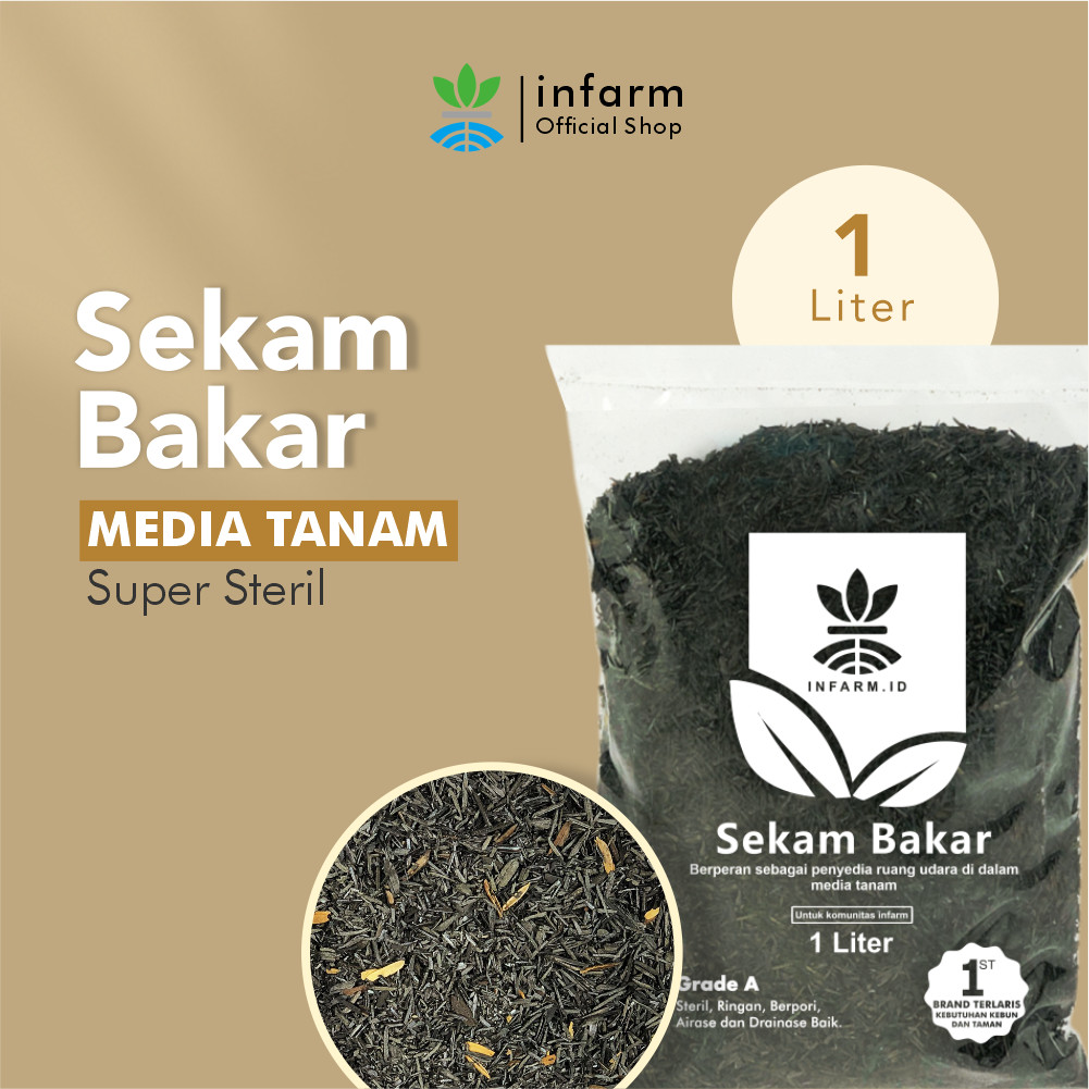INFARM - Media Tanam Organik Sekam Hitam 1 Liter Free Tag Tanaman, Media Tanam Hidroponik Media Tanam Semai Benih Menyuburkan Tanaman Akar Kuat Media Tanam Campuran Tanah Melembabkan Tanah Cocok untuk Hidroponik dan Semua Jenis Tanaman Sayuran Buah