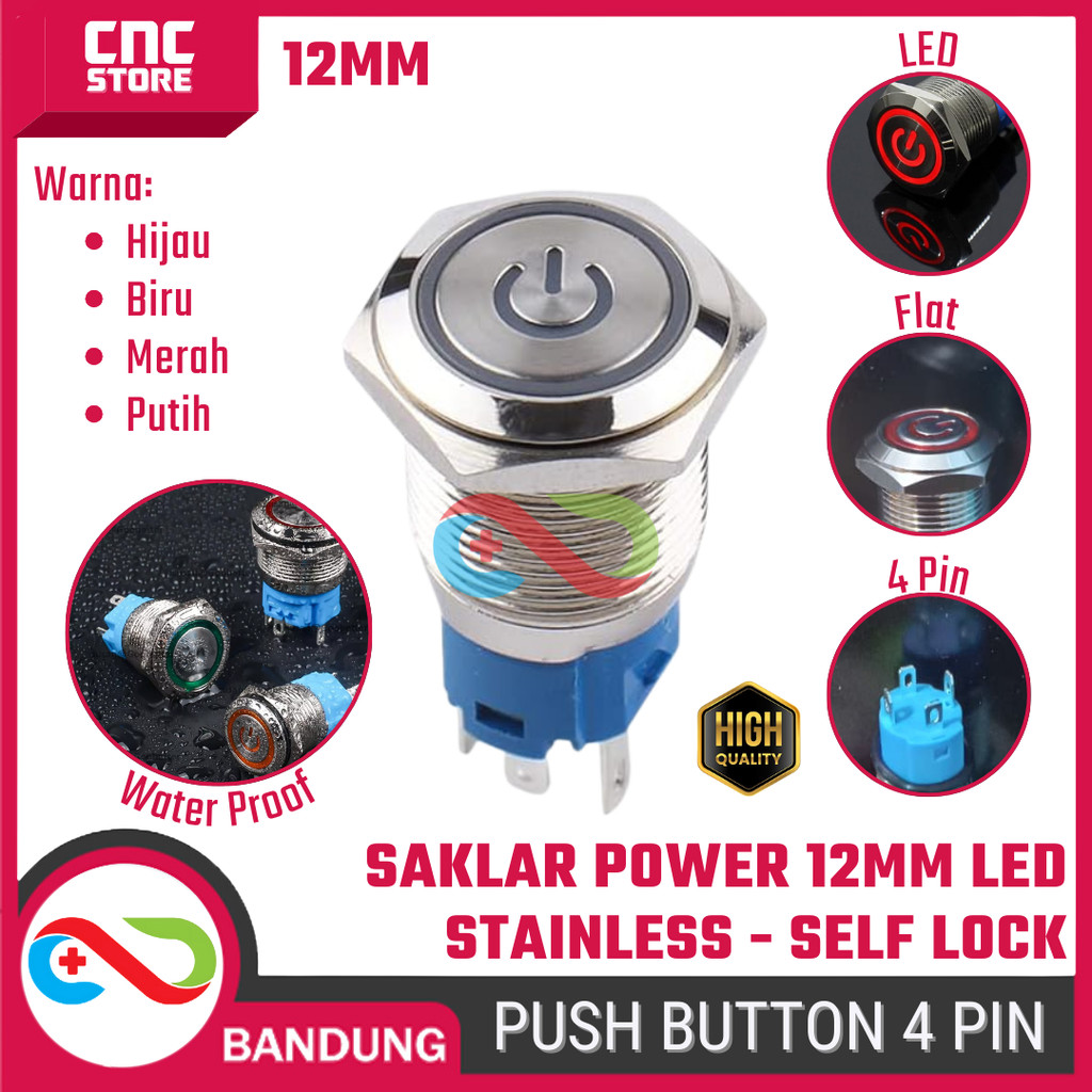 Jual Saklar Power On Off Self Lock 12mm Push Button Switch Metal ...