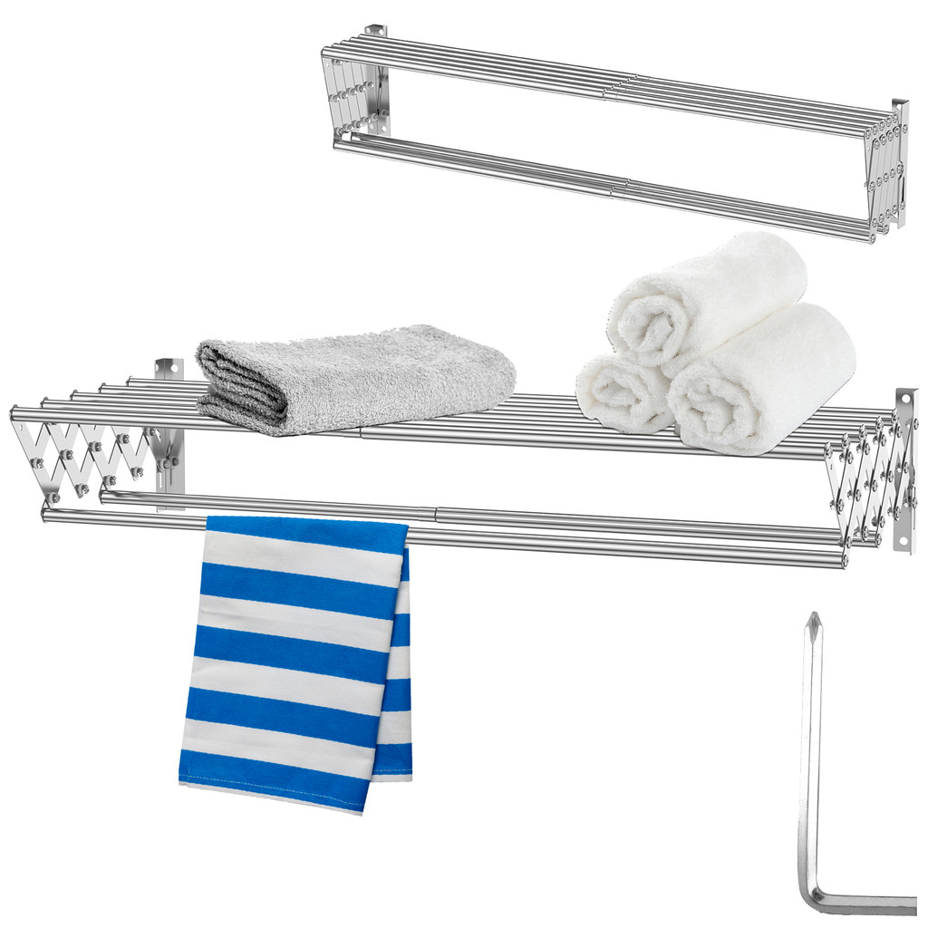 Jual Wall Mounted Clothes Drying Rack Stainless Steel Accordion ...