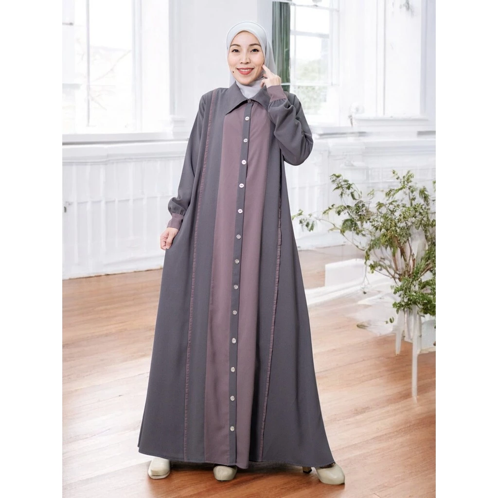 Naswa Dress gamis casual bahan Sabrina Anti UV tampilan depan