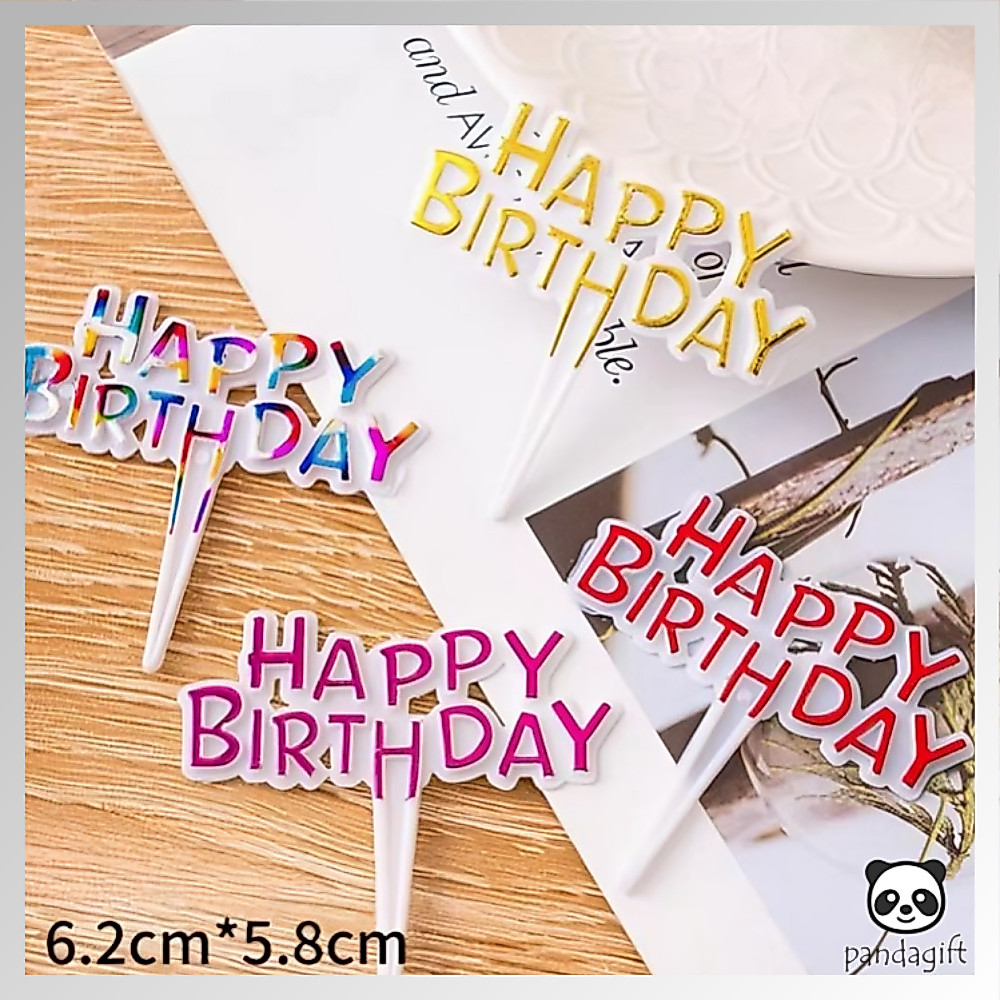 (1pack 100pcs)Topper Kue Ulang tahun bahan plastik / Topper Christmas Happy Birthday Topper Merry christmas- GG0738
