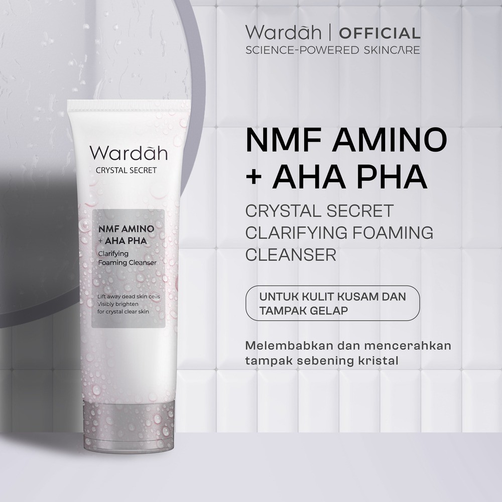 WARDAH Brightening Crystal Secret NMF Amino AHA PHA Clarifying Foaming Cleanser 100 ml - Skincare