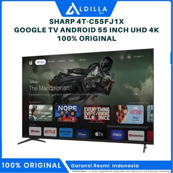 Jual SHARP 4T-C55FJ1X LED TV 55 INCH GOOGLE TV UHD 4K FrameLess 55FJ ...