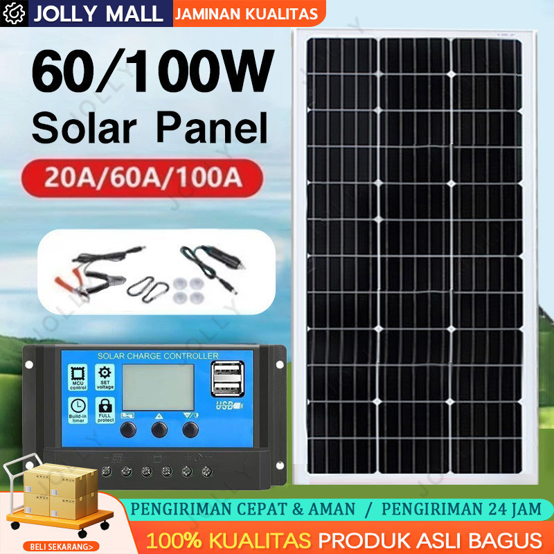 Jual 100W Solar Panel Solar Charge Controller LED Display Solar PWM 12V ...