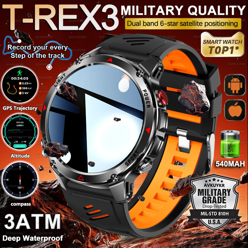 Jual 2025 New T-Rex 3 Military Smart Watch Men GPS Trajectory Compass ...