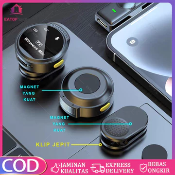 D80 Magnetic Wireless Clip On Microphone Dual Lavalier HP Plug Play Lapel Mic With Charging