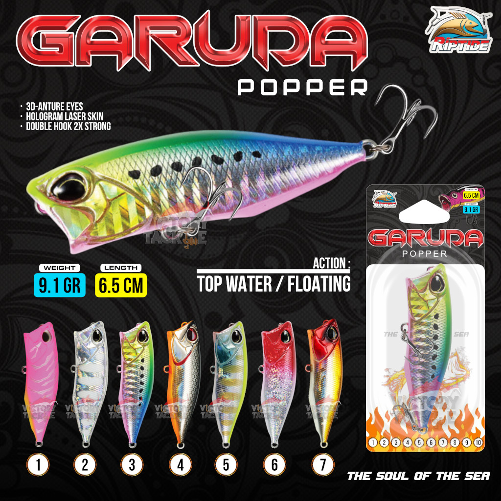 Jual Umpan Pancing Ultralight Casting Mini Popper Riptide Garuda 9Gr 6 ...
