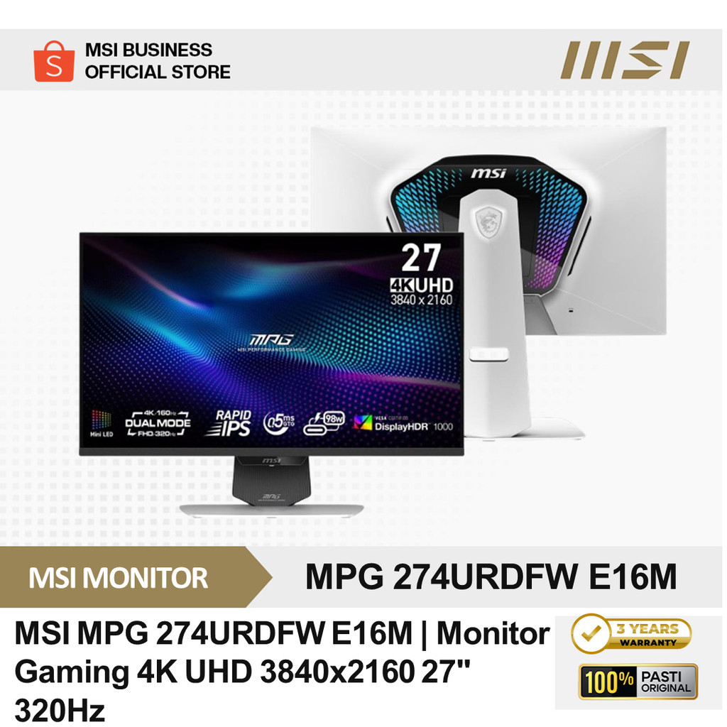 MSI MPG 274URDFW E16M | Monitor Gaming 4K UHD 3840x2160 27" 320Hz