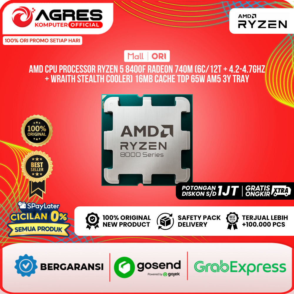 Jual AMD CPU PROCESSOR RYZEN 5 8400F RADEON 740M (6C/12T + 4.2-4.7GHZ ...