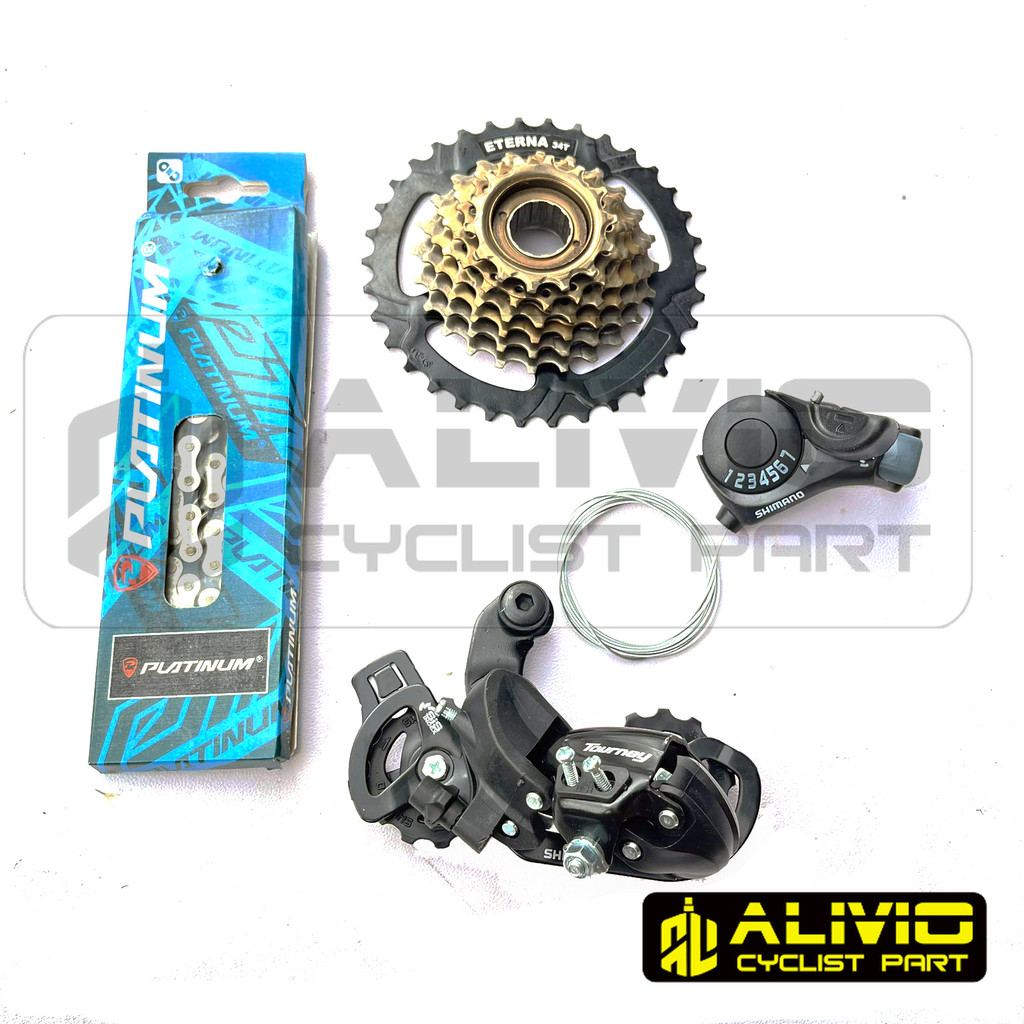 Jual Groupset 7 Speed Gear Set Belakang Megarange Ulir Drat 34T Sepeda ...