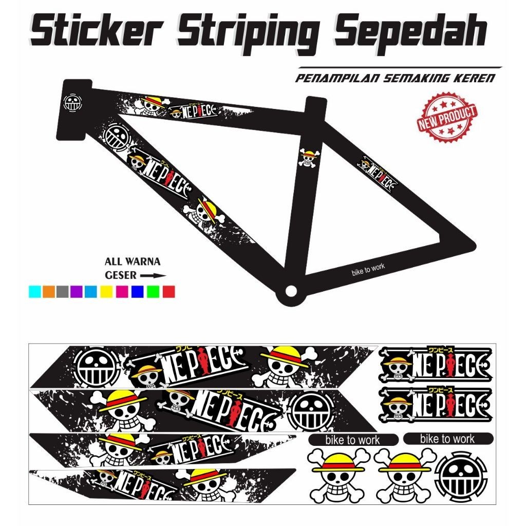 Jual STIKER MOTIF STIKER SEPEDAH VARIASI MOTIF KEREN ONEPIACE VARIASI ...