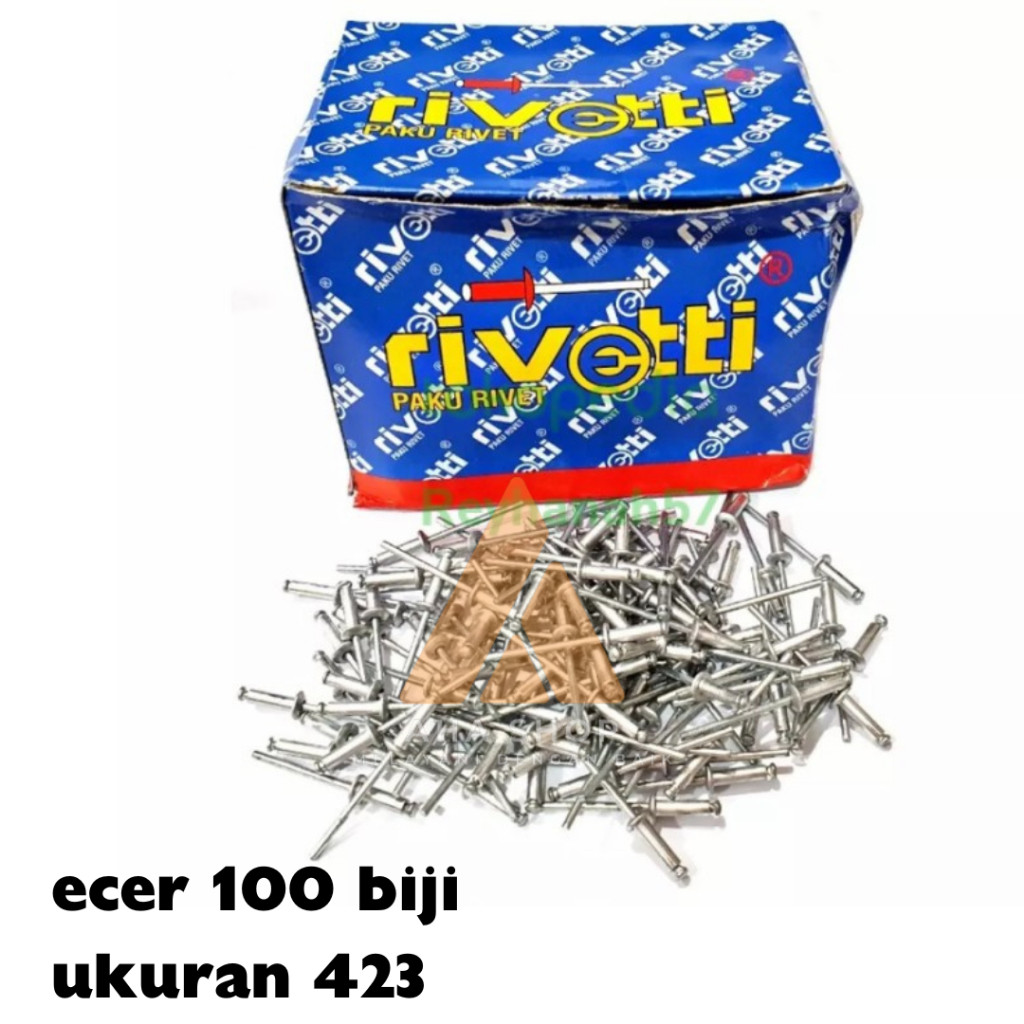 Jual Paku Rivet 100 pcs 423 4 mm RIVETTI Eceran Obral 100pcs (Paku ...