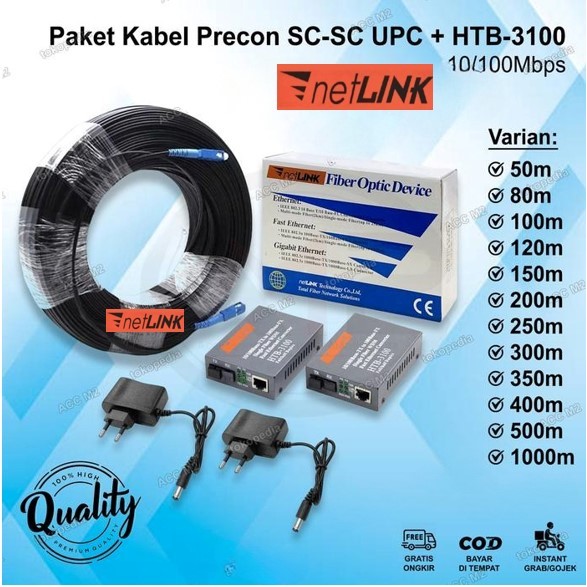 Jual NETLINK Paket HTB-3100 10/100Mbps + Kabel Fiber Optic SC-SC 1 Core ...