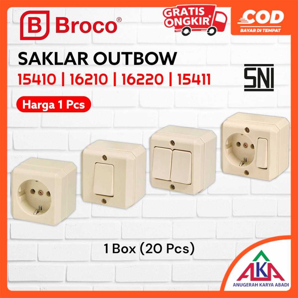 Jual BROCO Stop Kontak Saklar Engkel Seri Kombinasi Arde 16A 250V OB ...