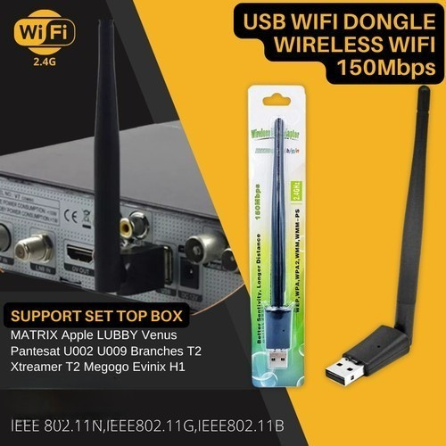USB Wifi Set Top Box Dongle Receiver STB TV Parabola Antena PC 150Mbps Mini Portabel