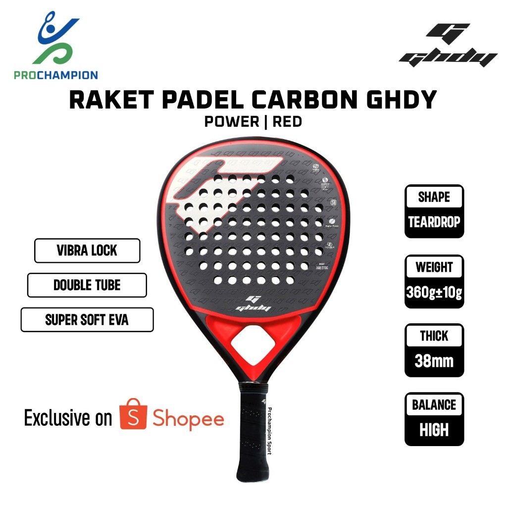 Jual Raket Padel Carbon GHDY Power Red | Shopee Indonesia