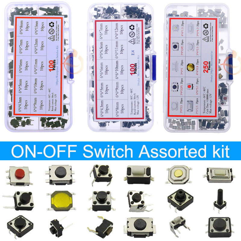 Jual DIY Micro Switch Assorted kit Box Push Button Tact Switches Reset ...