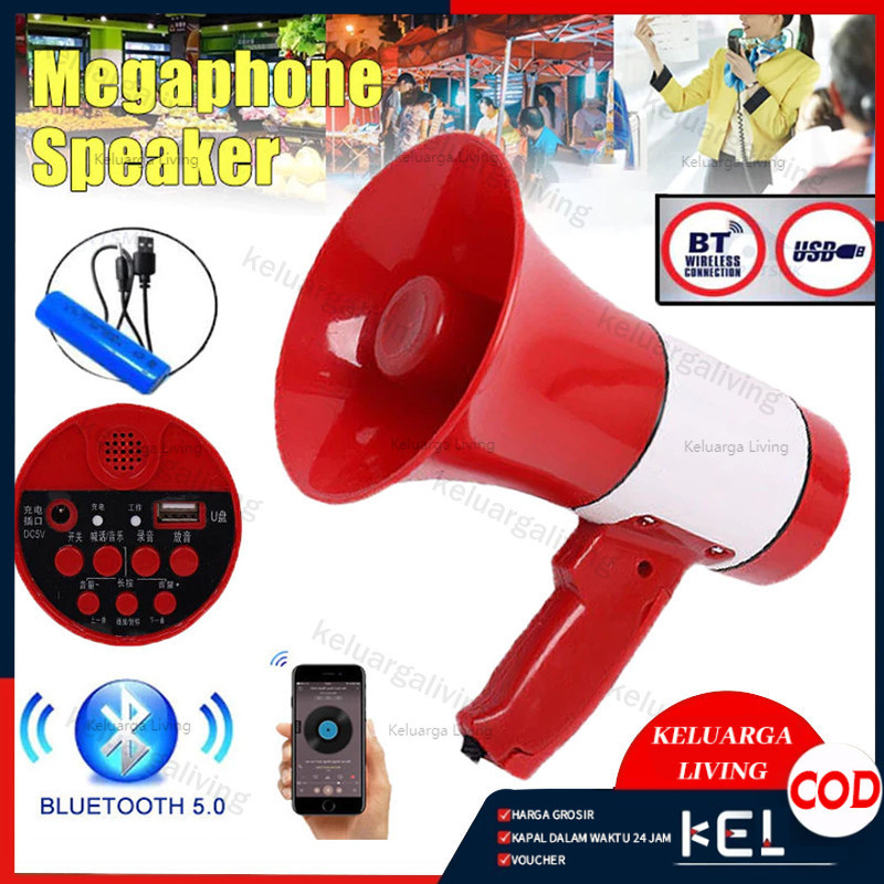Jual [COD] Megaphone Bluetooth U Disk Recording Alert 5W - Pengeras ...