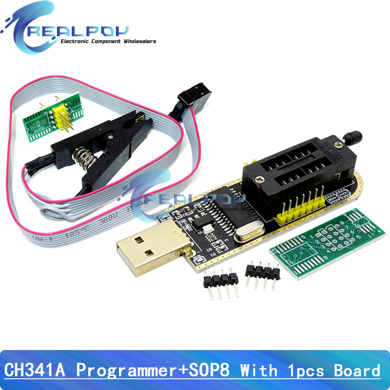 Jual CH341A Programmer adapter+SOIC8 adapter+ SOP8 clip with cable+1.8V ...