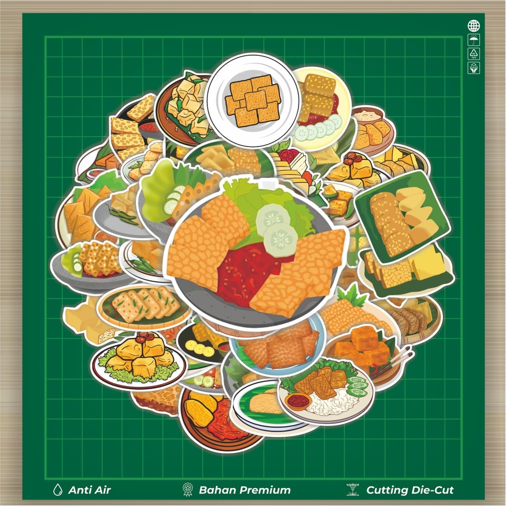 Jual HOT 50 PCS STIKER Stiker Tahu & Tempe Goreng Cartoon Series Stiker ...