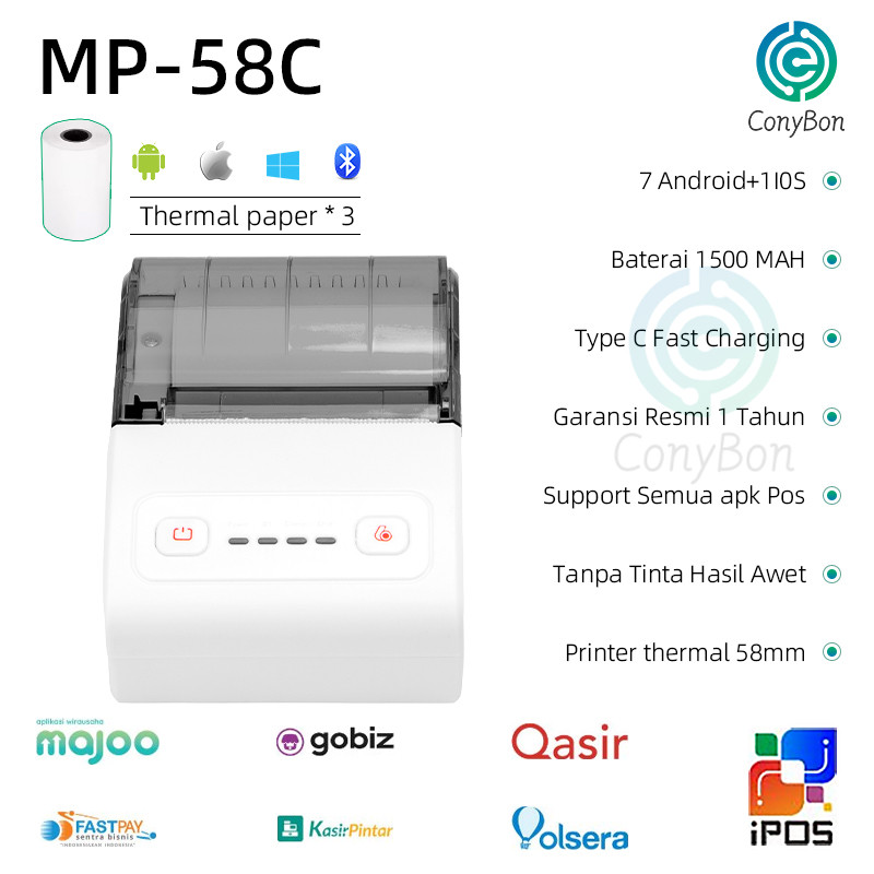 Jual Mini Printer Bluetooth Thermal Kasir 58mm Printer Thermal Portable ...