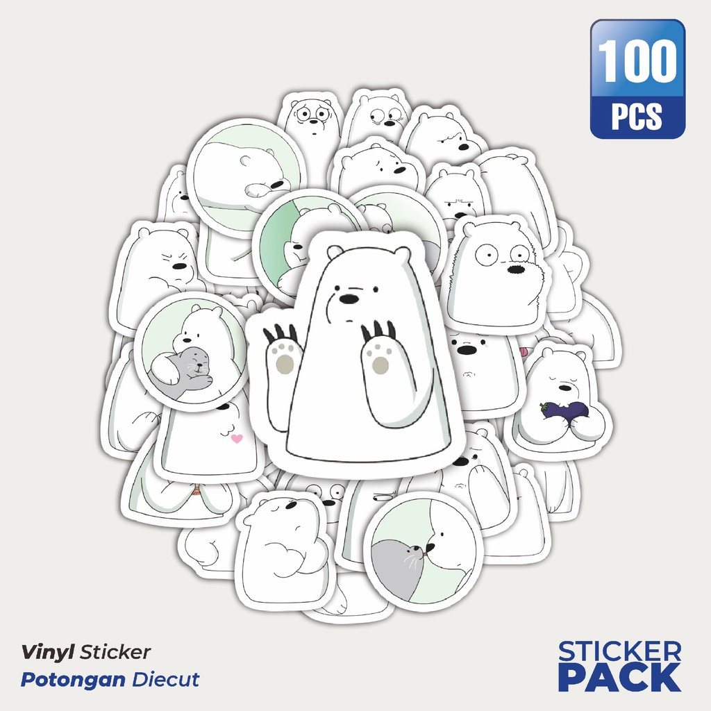Jual Stiker Vinyl Funny Character We Bare Bear The Ice Bear Only ...