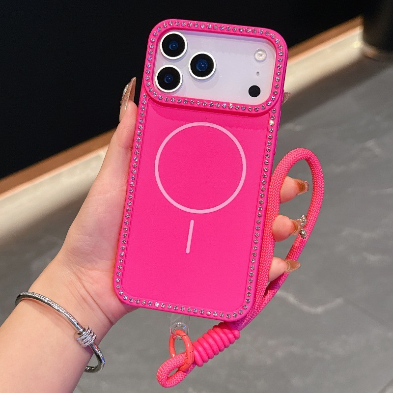 Jual Dragon Fruit Edge Diamond Hanging Rope Phone Case for IPhone 17 ...
