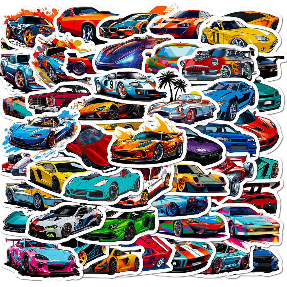 Jual 10/30/50/100pcs Supercar Stickers Cool Cartoon Retrofit Racing Car ...