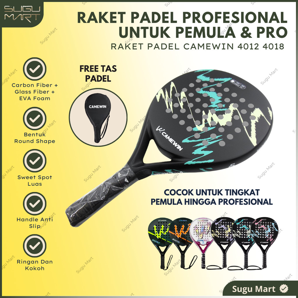 Jual CAMEWIN Raket Padel Woman Women Racket Padel High Quality Serat ...