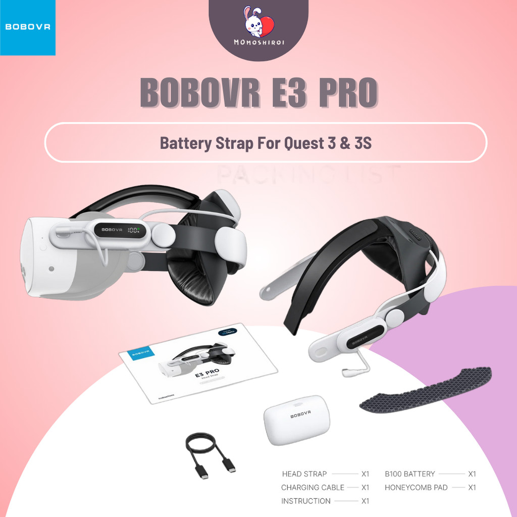 BOBOVR S3 Pro Strap Accessoires, hoofdairconditioner en 10000mAh Hot Swap-batterij compatibel met Meta Quest 3/Quest 3S