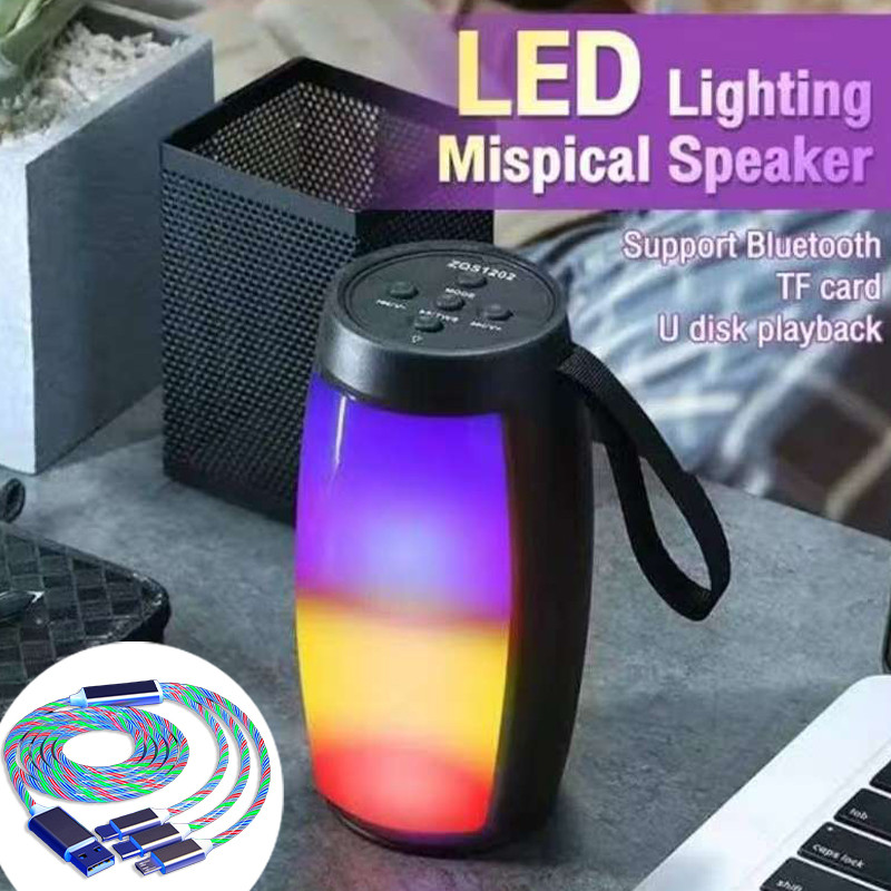 Jual ZQS1202 Bluetooth Speaker RGB LED Lights Portable Wireless Super ...