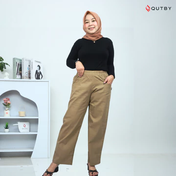 QUTBY Celana Kulot Wanita Korean Long Pants Bahan Tebal Dan Halus