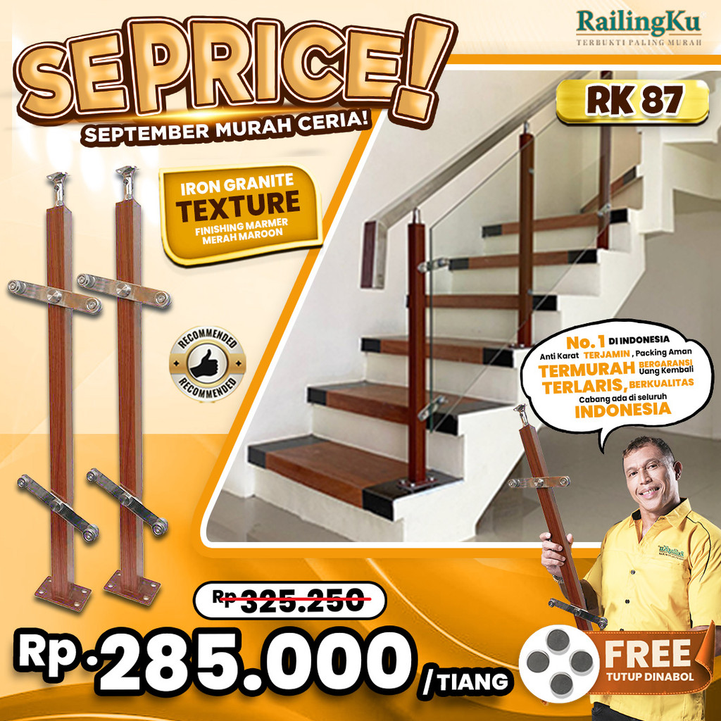 Jual Railing Tangga Stainless Wood Texture Railingku [SEPRICE!] RK 87 ...