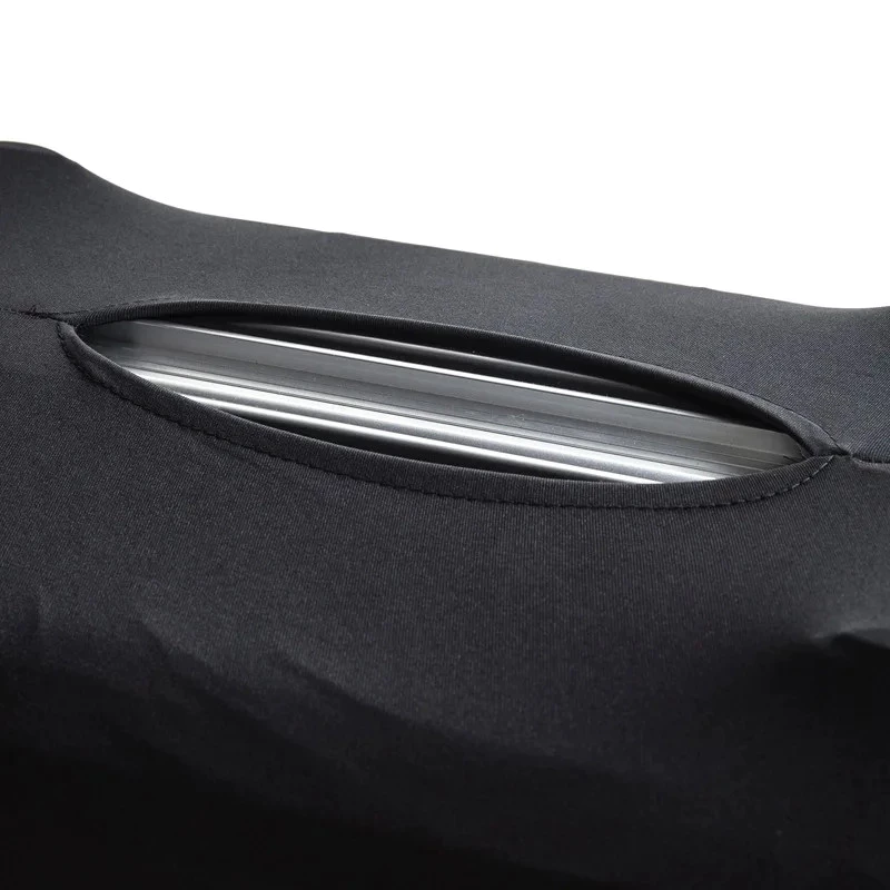 Cover / Sarung Koper Hitam Elastis Poliester Spandeks untuk Koper 18-32 Inch dengan Lubang Pegangan dan Velcro Lindungi Koper dari Goresan dan Lecet