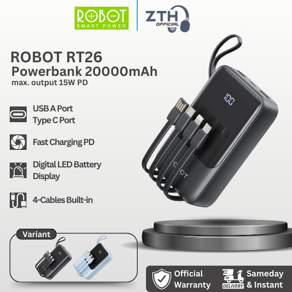 Jual Robot Powerbank RT26 Fast Charging 20000mAh PD 15W with Port & 4 ...
