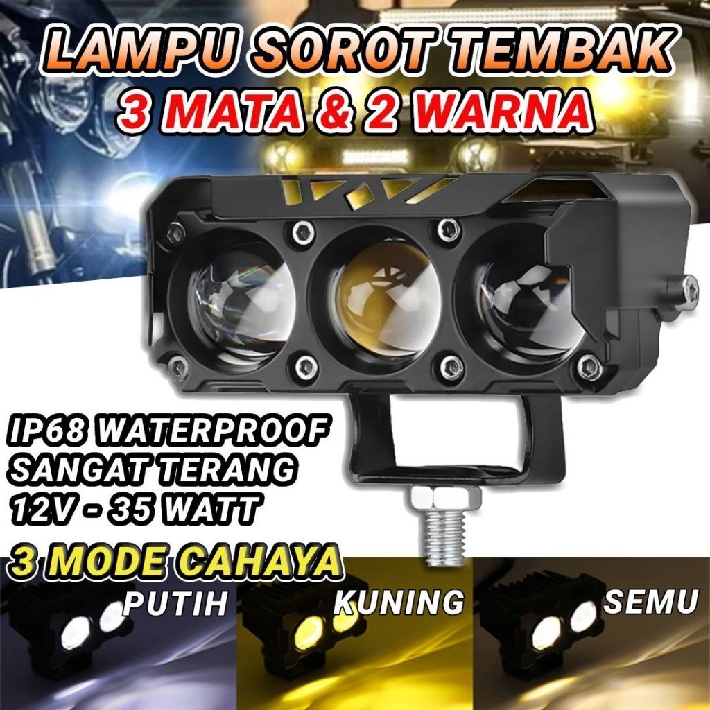 Jual Lampu Tembak Sorot LED Laser 3 Mata 2 Warna Lampu Tembak Kendaraan ...