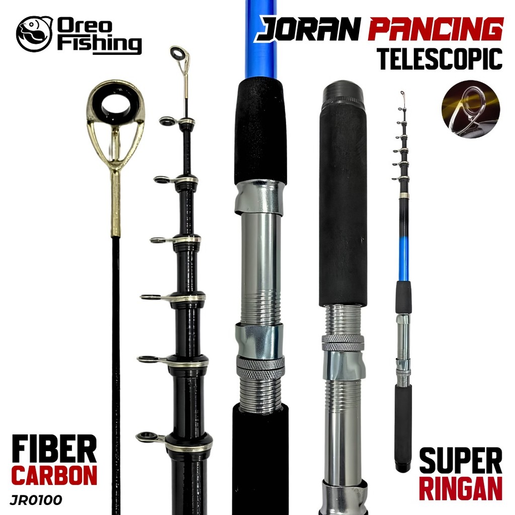 Oreo Fishing Joran Pancing Antena Premium Carbon Fiber Telescopic Travel Rod Lentur Handle EVA Anti Slip Cocok Untuk Spot Kolam Harian