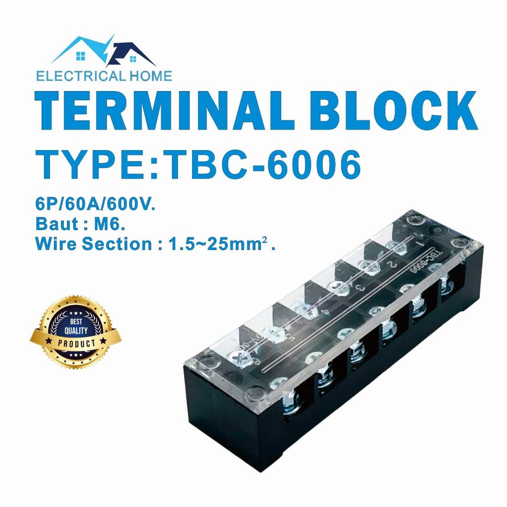 Jual TERMINAL BLOCK TBC 6006 (60A 6Pole) | Shopee Indonesia
