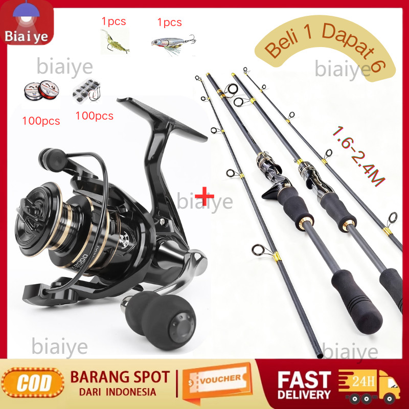 Daiwa Set Pancing 1.65M/1.8m/2.1m/2.4M Joran Pancing 1000-4000 Reel Pancing 150M Senar Pancing Umpan Combo pancingan set lengkap/pancing 1 set lengkap kuat / joran pancing 1 set murah / pancing casting full set / Set Alat Pancing Murah