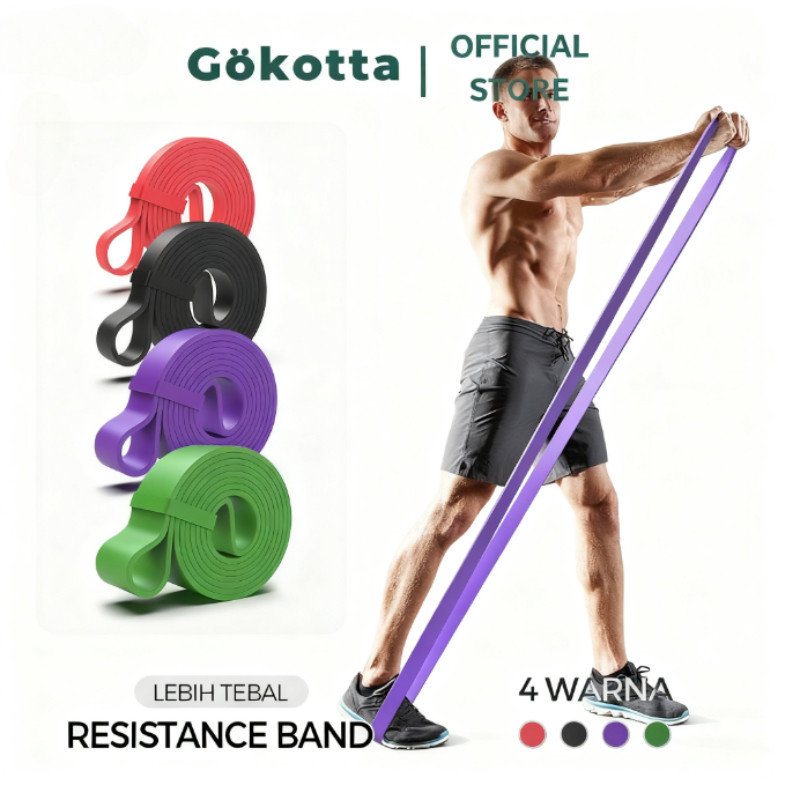 GOKOTTA Resistance Bands Alat Fitness Olahraga Gym Alat Yoga Fitness  Anti Slip 4 Warna
