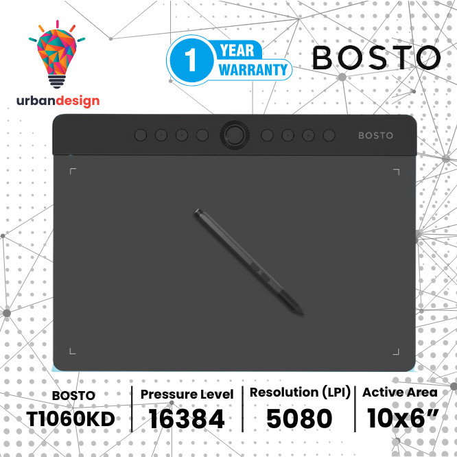 Jual Bosto T1060KD Drawing Tablet Pen Tablet 10x6 Inch 16384 Level ...
