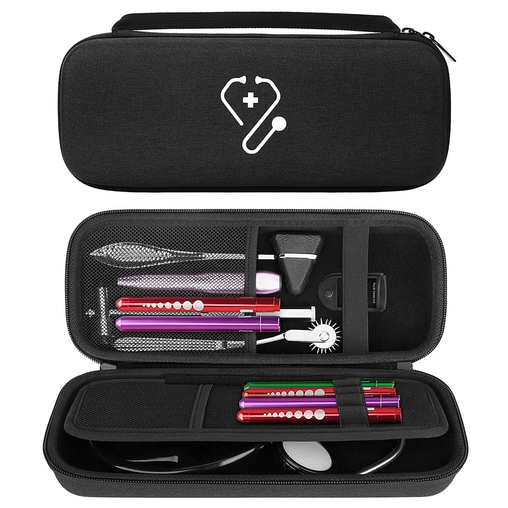 Custodia Porta Stetoscopio Con Penna LED Inclusa - Compatibile Littmann Classic III, MDF, ADC - LotFancy