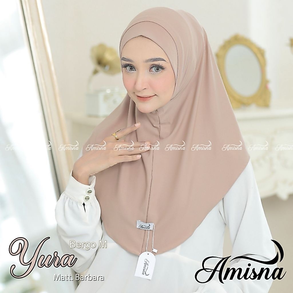 BERGO YURA Size M by Amisna Hijab Instan Jersey Bergo Daily Nonpad Khimar Malay Instan