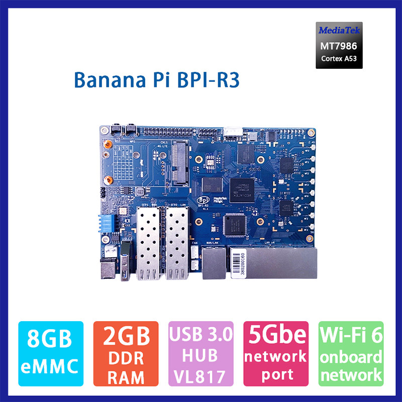 Jual Banana Pi BPI R3 Router Board With MediaTek MT7986 Quad Core ARM ...
