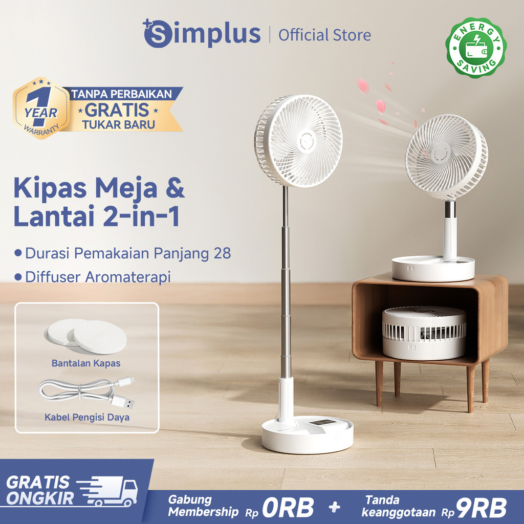 Jual Simplus 2 in 1 Kipas Meja Lantai Portabel Baterai 28 Jam 8000mAh ...