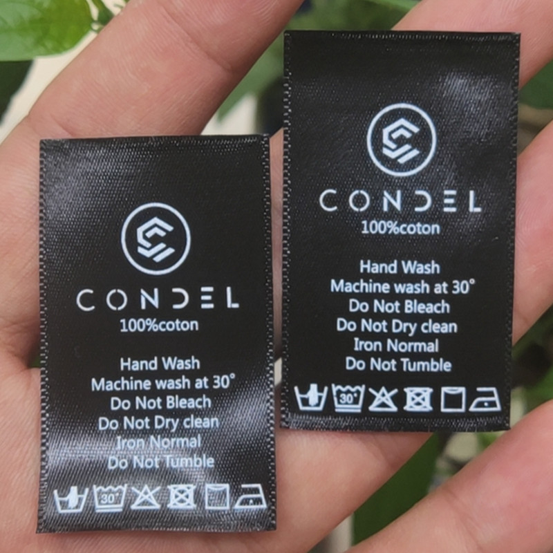 Jual 500PCS Custom Black Satin Care Label Make your text Print Cloth ...