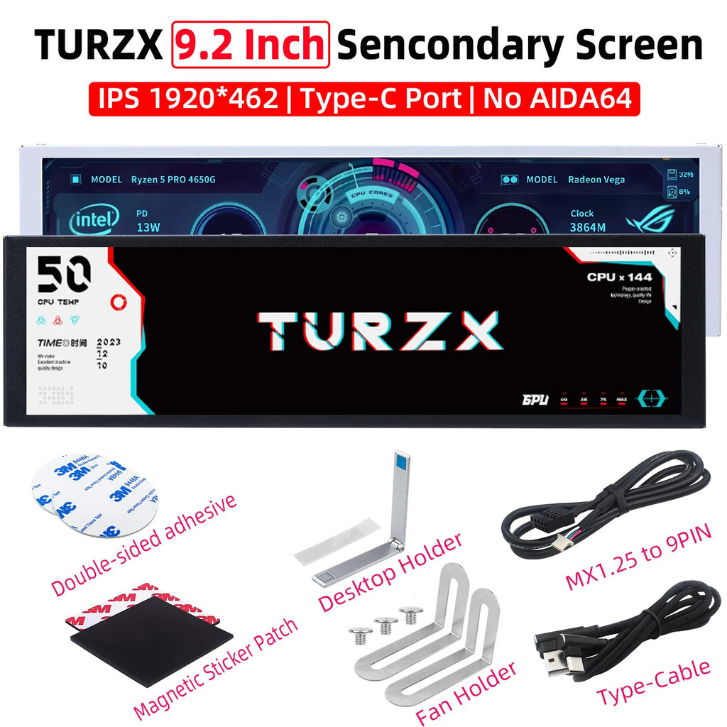 Jual New Turing TURZX 9.2 Inch Smart Mini Secondary Screen IPS Display ...