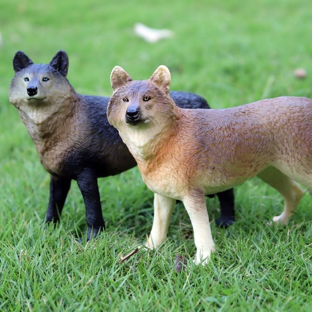 Jual Plastic Simulated Solid Animal Model Shadow Wolf Statue Wolf ...