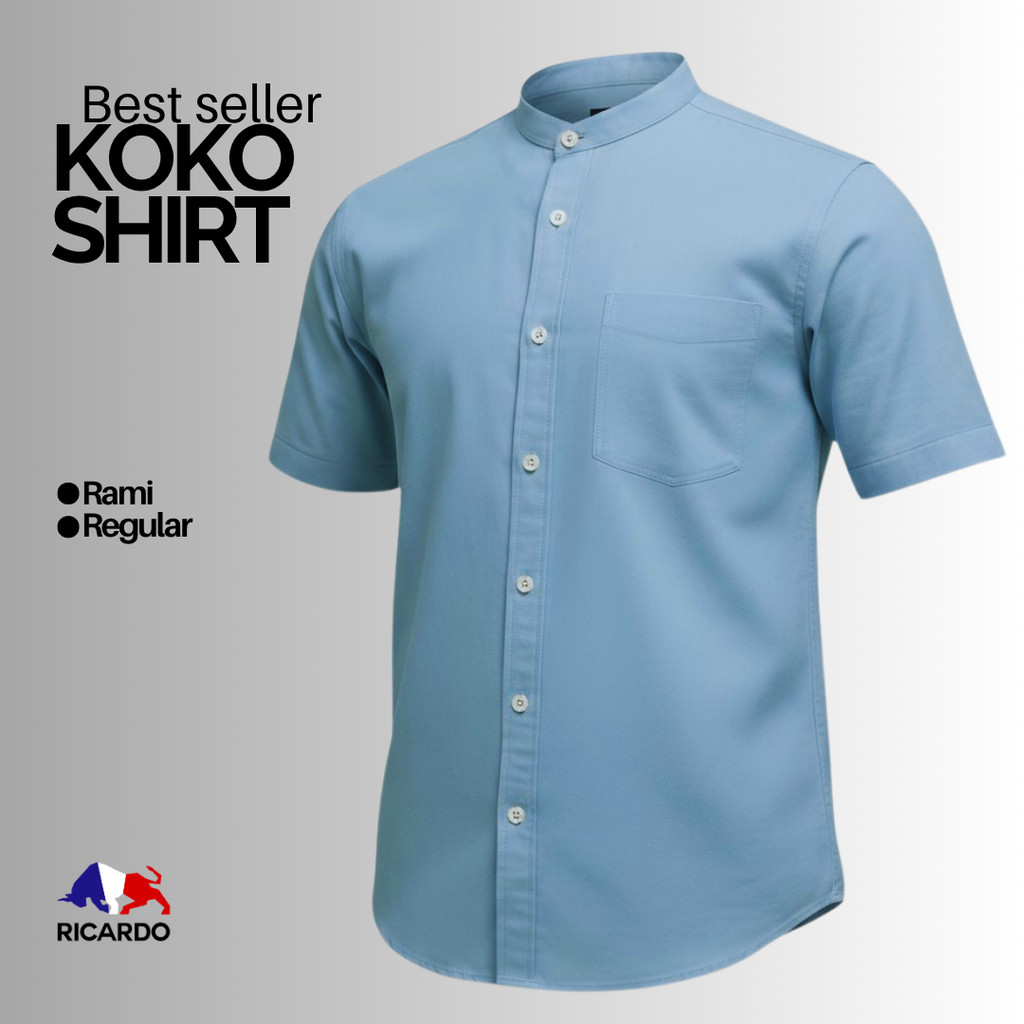 Jual RICARDO Men’s Rami Koko Shirt Blue – Casual Regular Fit 32520 ...